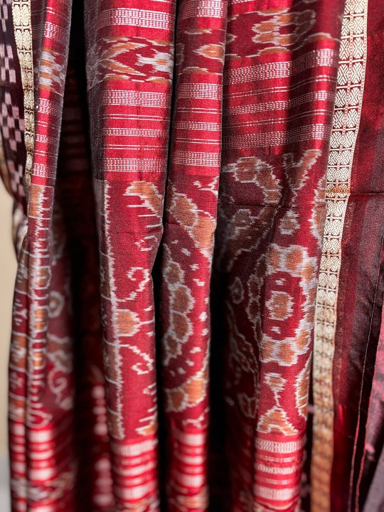 DEEP BROWN AND MAROON PASAPALI PATA SAMBALPURI SAREE