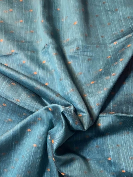 LIGHT BLUE WITH GOLDEN BUTA LINEN SAREE