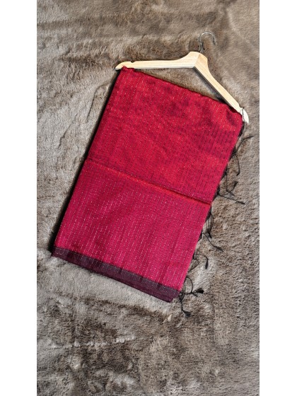 PINK WITH GOLDEN STRIKE KHADI COTTON SAREE