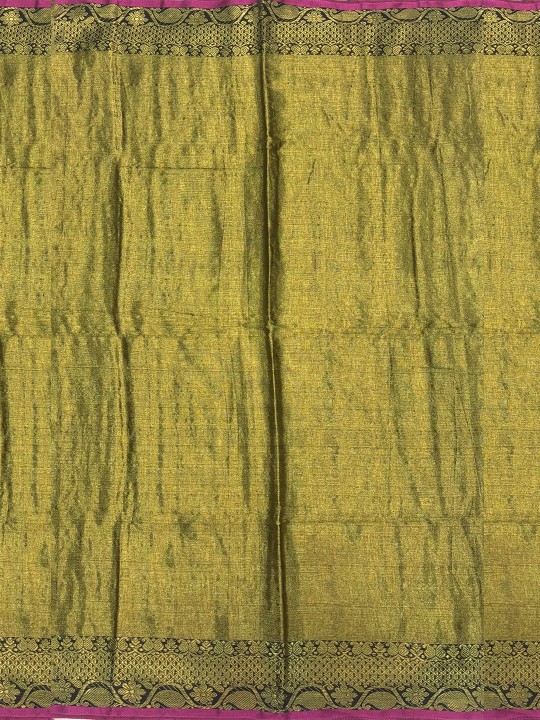 METALLIC GREEN WITH GOLDEN BORDER TISSUE SAREE