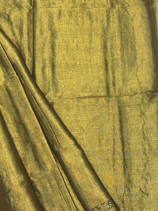 METALLIC GREEN WITH GOLDEN BORDER TISSUE SAREE