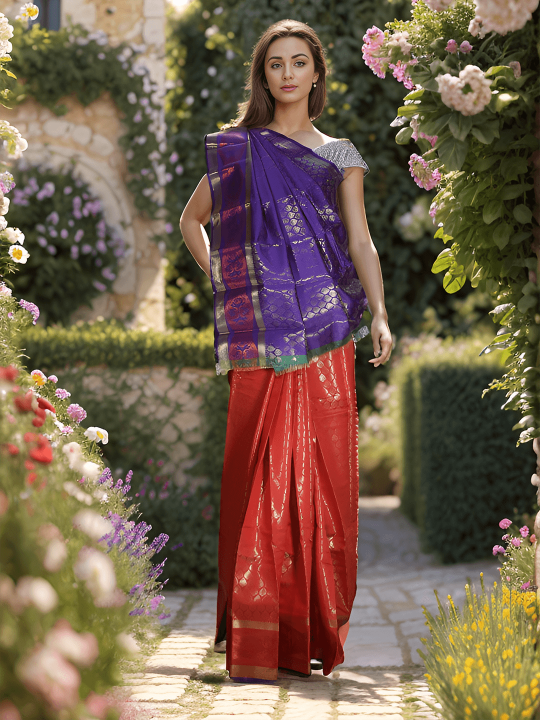 SCARLET RED MADURAI SILK COTTON SAREE