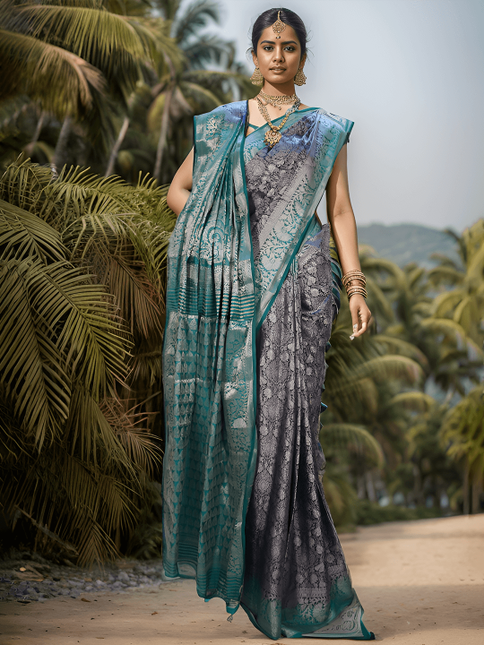 DARK BLUE MADURAI SILK SAREE