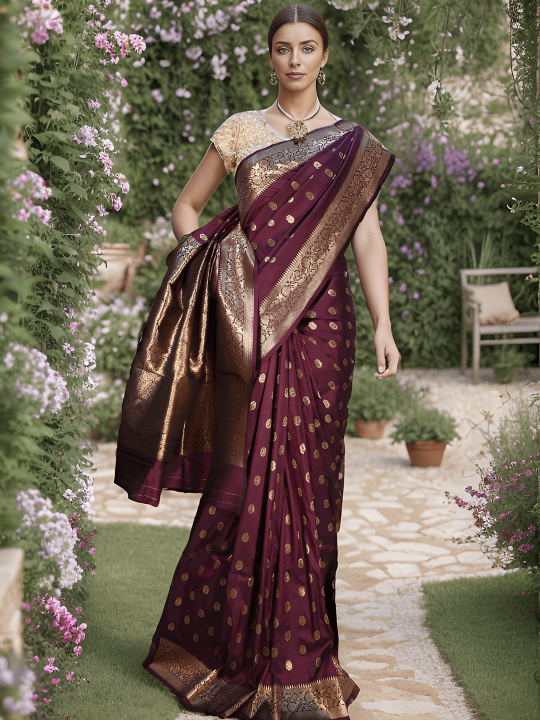 MULBERRY PURPLE KATAN SILK SAREE