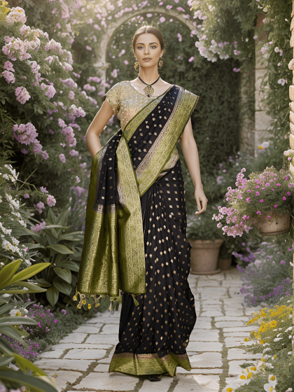 BLACK & GREEN SILK SAREE