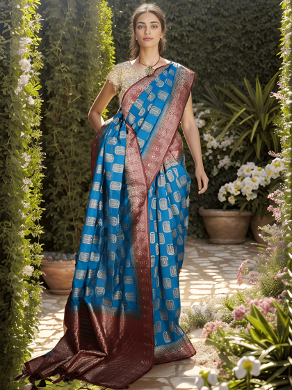 ROYAL BLUE SILK SAREE