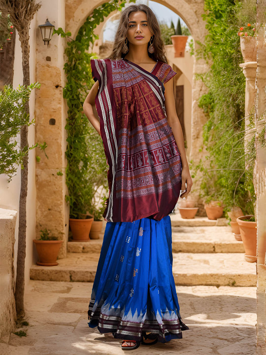 ROYAL BLUE KANDHAI SAMBALPURI PATA SAREE