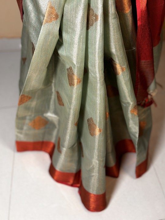 NOOR LIGHT DUAL GREEN BLUE TISSUE SAREE