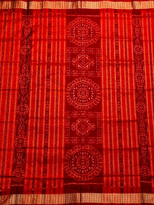 LIGHT PINK AND ORANGE SAMBALPURI SAREE