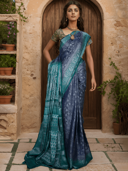 DARK BLUE MADURAI SILK SAREE