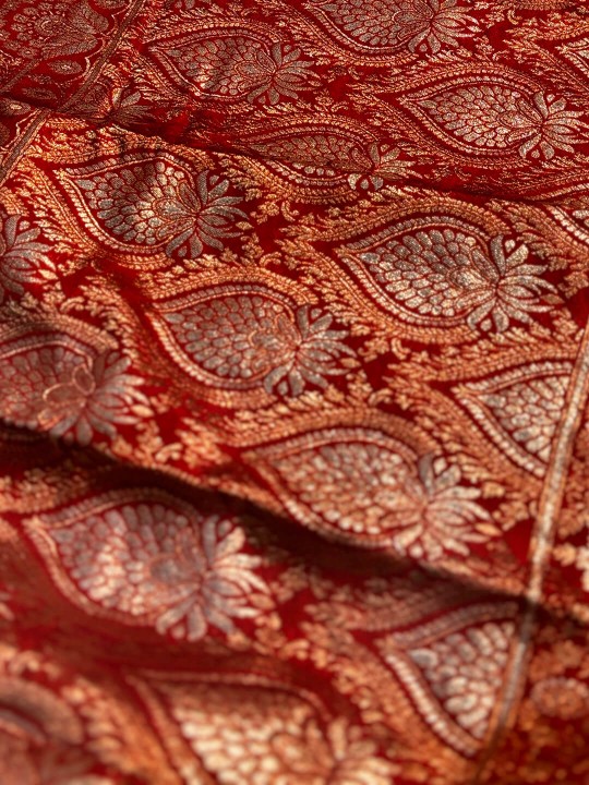 BRICK RED BANARSI SILK SAREE