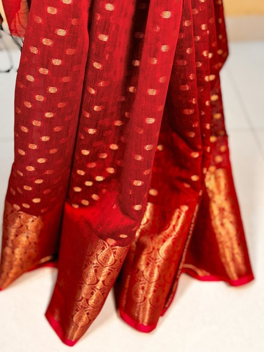 RED ORGANZA BANARSI SAREE