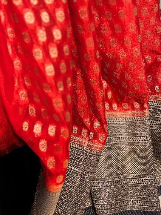 RED AND BLUE BANARSI SAREE